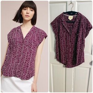 Maeve Plum Circle Print Blouse size XS